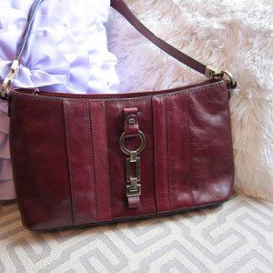 Etienne Aigner Burgundy LEATHER Shoulder Bag Purse